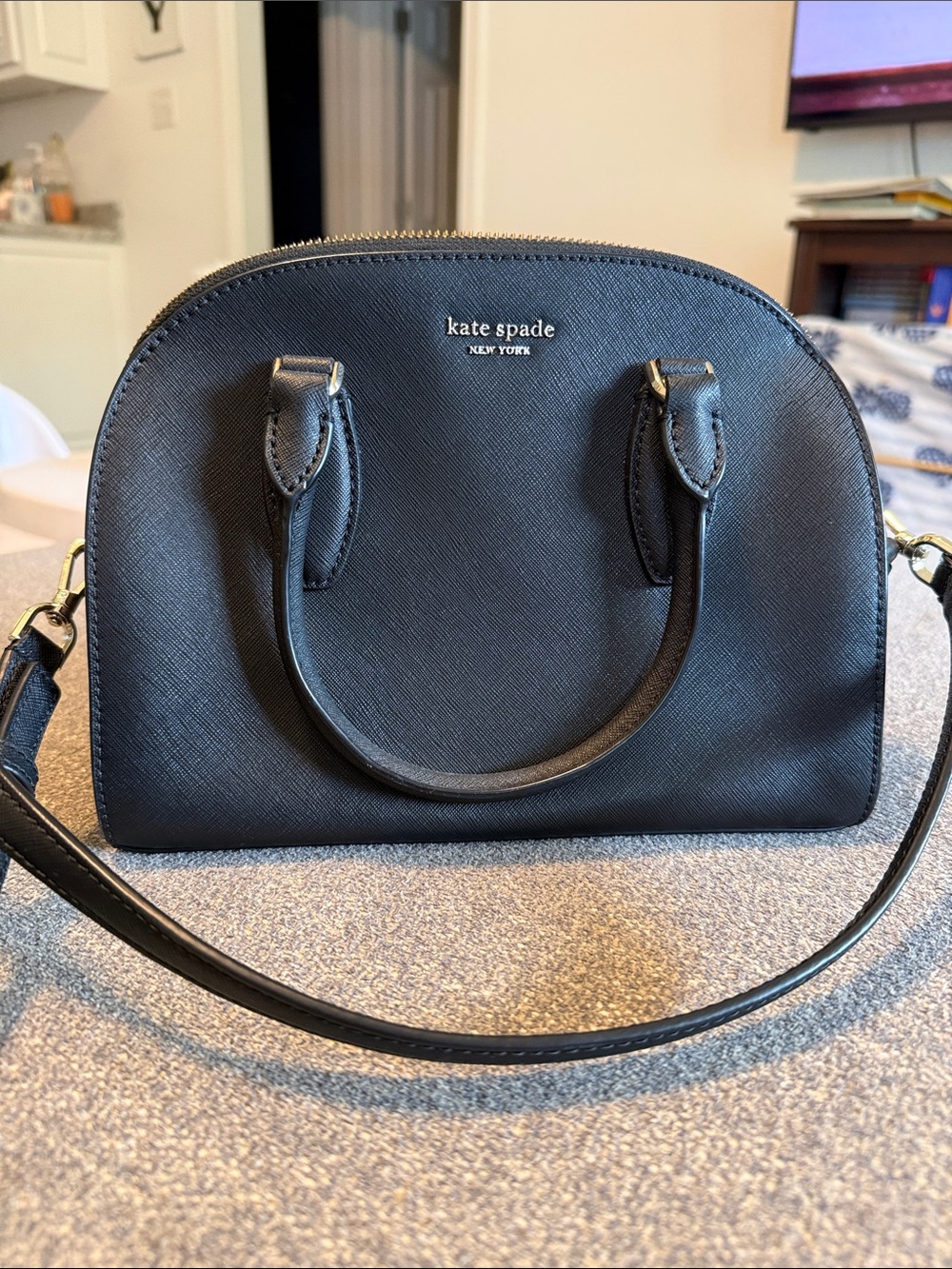 kate spade Black Dome Crossbody Bag with Gold Hardware